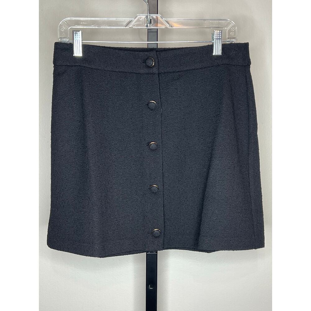 Michael Kors Black Textured Mini Skirt Button Front Size M NWOT